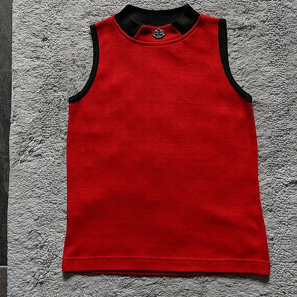 Women's Red Top with Brooch